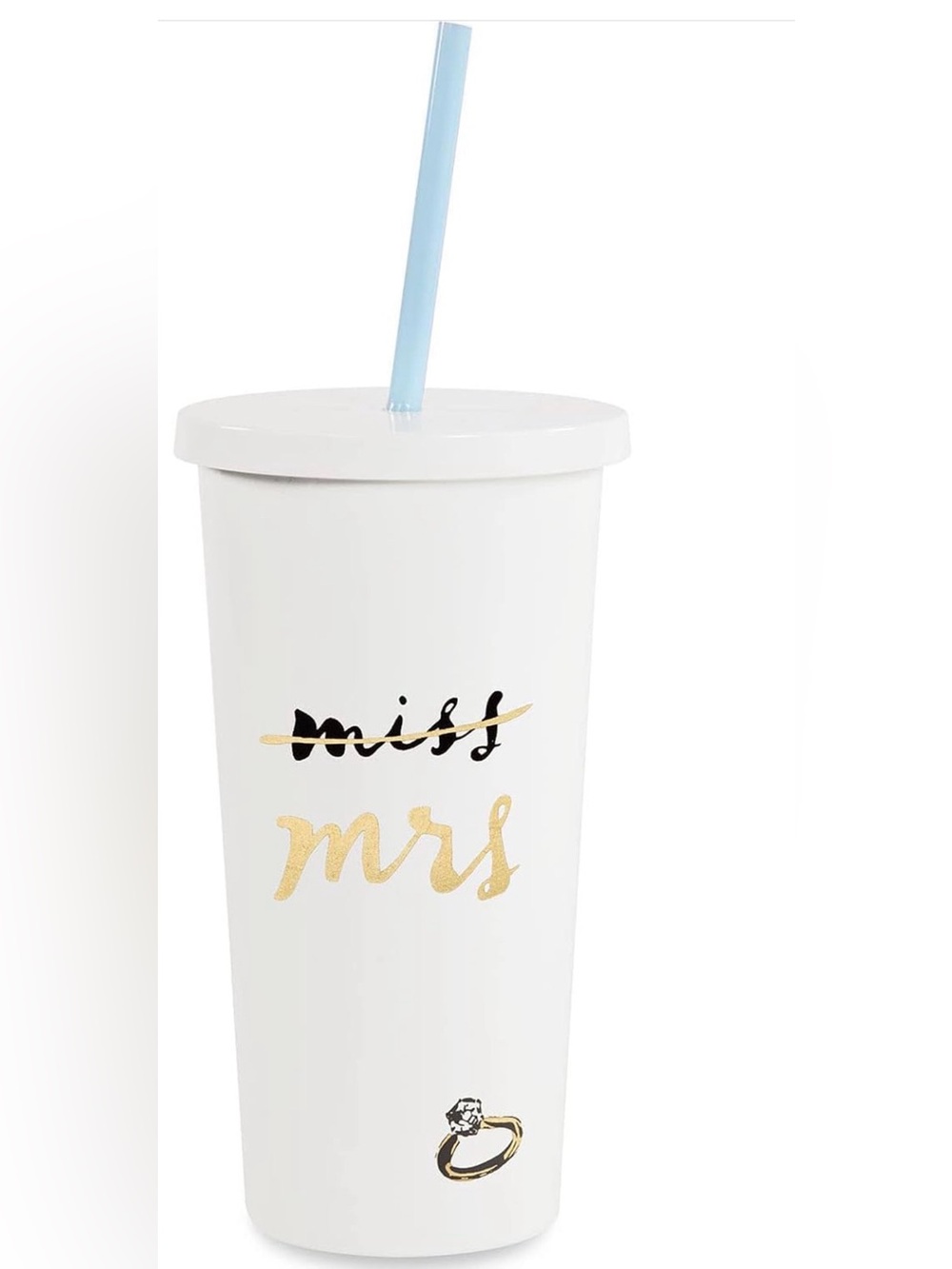 kate spade White Tumbler with Gold Script "mrs" and Mint Straw - Picture 3 of 8